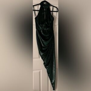 Milly Dark Green Velvet Halter Dress